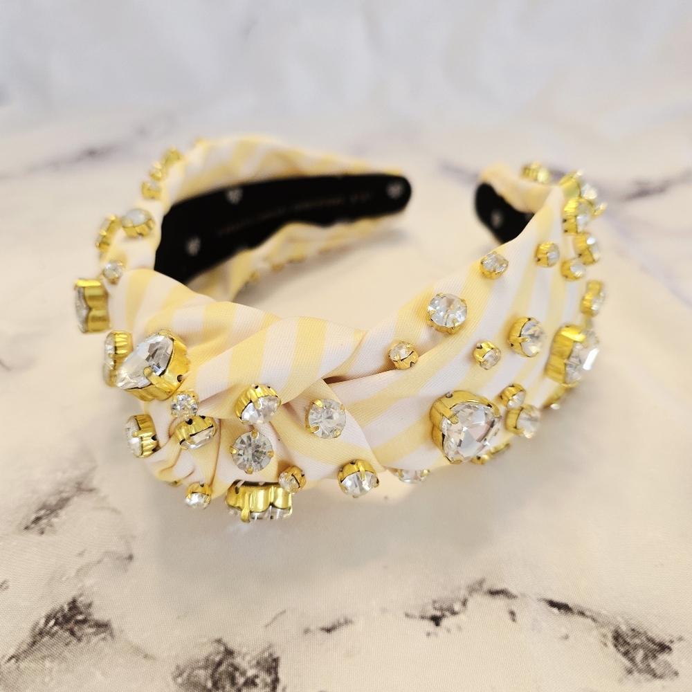 Lele Sadoughi × Stoney Clover Lane Crystal Hearts Knotted Headband in Sunflower